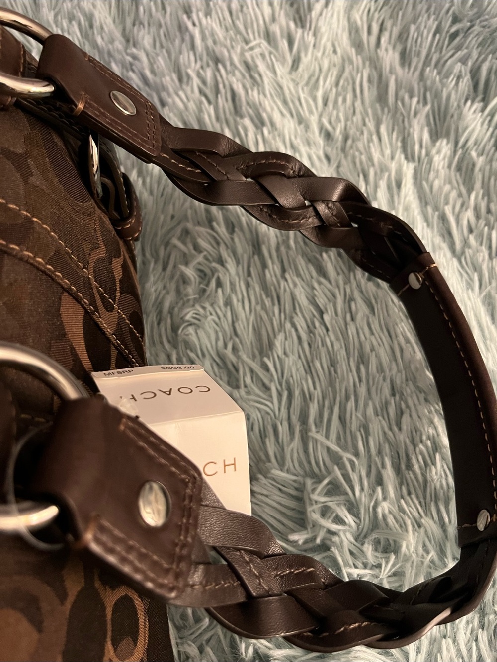Coach Brown Signature Canvas Satchel Bag with Leather Trim STUNNING NWT - Picture 8 of 16